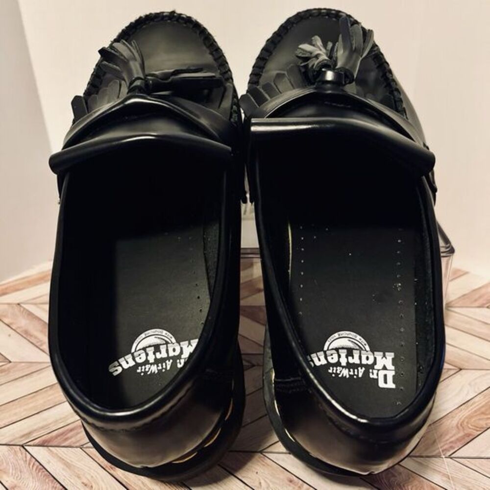 Dr Martens Adrian Quad Leather Platform Tassel Loafers Black M 8 W 9 Kiltie - Picture 4 of 8